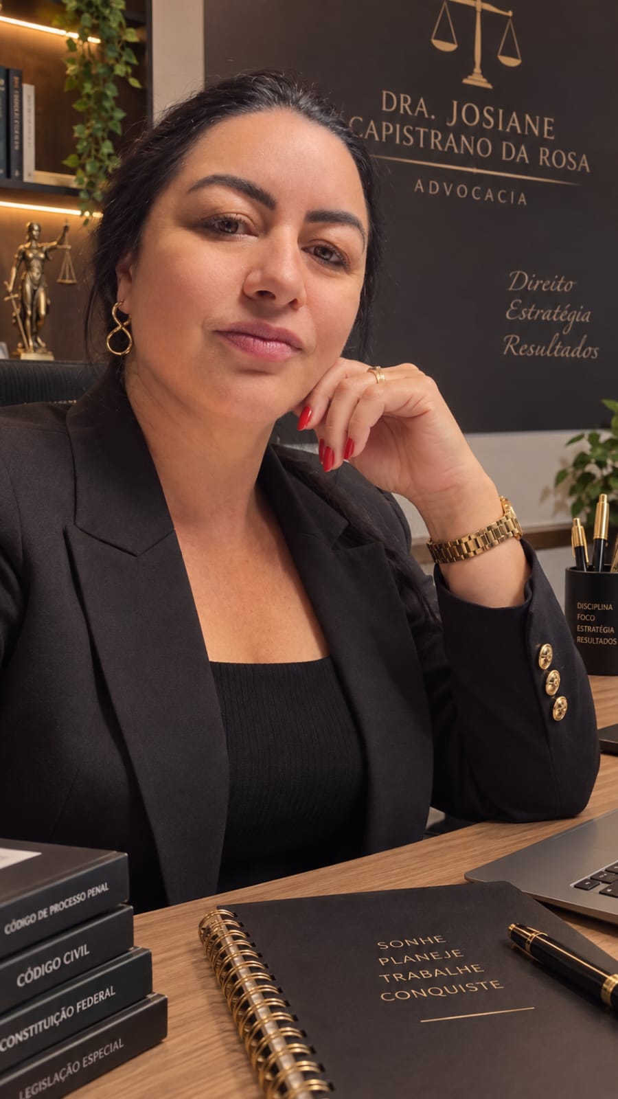 Dra. Josiane Capistrano da Rosa em seu escritório